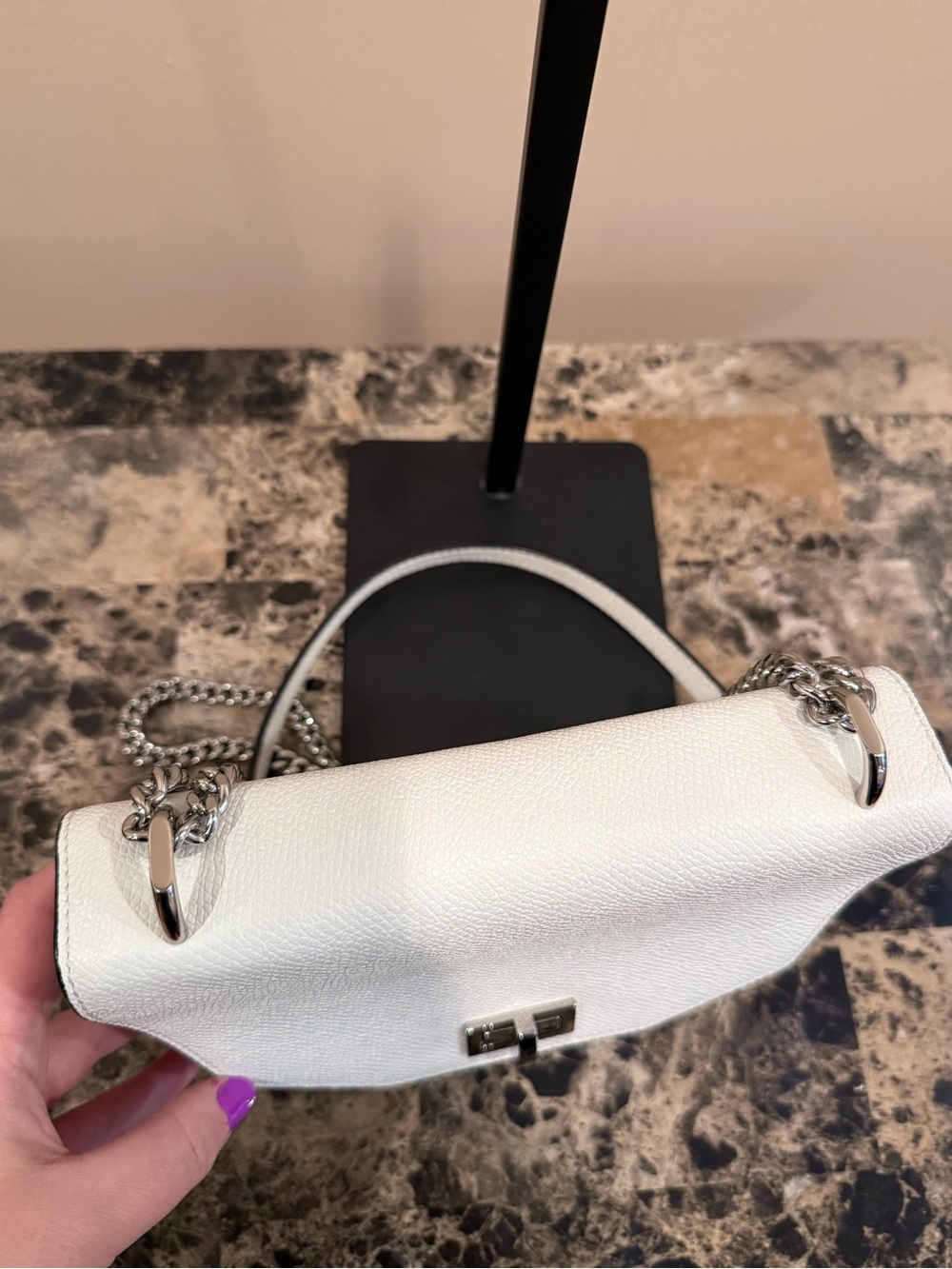Henri Bendel Bijoux Party Chain Crossbody - White Pebbled Leather - Picture 8 of 16